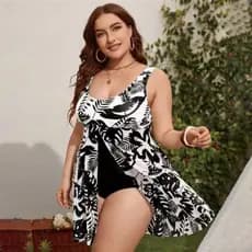 2025 Plus Size europeu americano novo estilo de uma peça biquíni/capa barriga conservador biquini plus size feminino