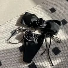 Novo europeu americano cor sólida biquíni tubo superior flor tridimensional biquíni cordão cinta Split maiô