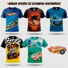 Camiseta Infantil De Menino Hotwheels Carros Personagem Várias Cores De 2 a 9 Anos Envio Rápido