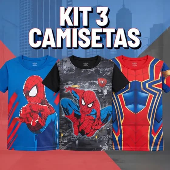 Kit 3 Camisetas Infantil Estampa Homem Aranha Confortável E Estiloso Para Os Pequenos Heróis
