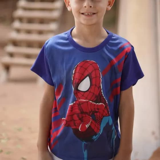 Camiseta Infantil Homem-Aranha Spider-Man Sublimada Personagens Marvel Estampa Vibrante 2 A 9 Anos