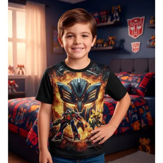 Camisa Infantil Personagens Transforms Lançamento