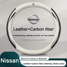 Capa de Volante em Couro e Fibra de Carbono para Carro, Adequada para Volante de 38CM, Capa Protetora Antiderrapante par