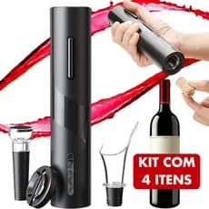 Abridor Vinho Eletrico Automático Kit  4 itens Profissional Garrafa