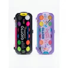 Aquarela Giotto Estojo 12 Cores Original Com Pincel - Tons Pastel Candy / Fluo Neon Pastilha