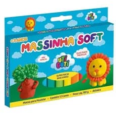 Massinha de Modelar Soft Utiguti Escolar Caixa com 6 ou 12 Cores Super Macia, Não Tóxica e Divertida.