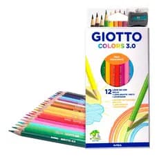 Lápis De Cor 12 Cores Sextavado Giotto Colors 3.0 + Lapis Grafite + Apontador