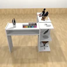 Mesinha Bancada de manicure em L premium para salão de beleza moderno