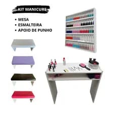 Mesa Para Manicure + Nicho Para Esmaltes + Apoio De Punho em 4 Cores