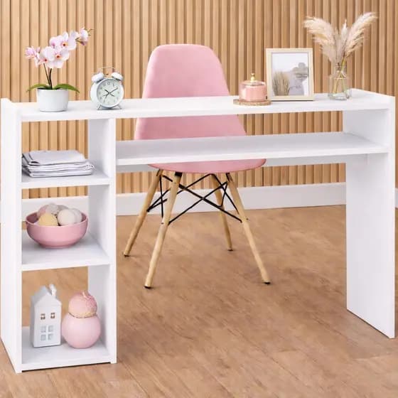 Mesinha de Manicure em MDF Escrivaninha Durável com Nichos Organizadores