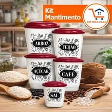 Kit Mantimento Conjunto 5 Potes Tampa Trava sem Rosca Organizador De Alimentos Pote para sua Cozinha