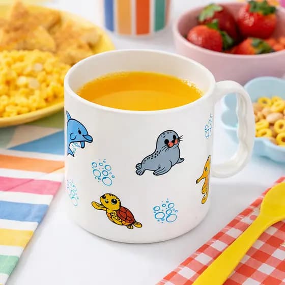 Kit 40 Caneca Plástica Infantil Decorada Tema Fundo do Mar Segurança Organização para seu Filho