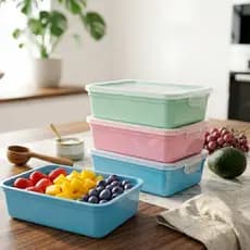 Kit 5 Potes Plástico 350ml Tampa Trava Hermética Resistente Armazenar Alimentos Organização Frutras