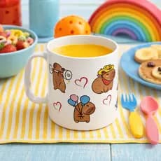 Kit Caneca Plástica Infantil Decorada Tema Capivara Segurança Organização para seu Filho