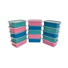 Kit 200 Potes Retangulares Plástico 350ML Tampa Trava Hermética Durável Marmitaca