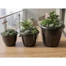 Kit 3 Vasos de Planta Premium Preto Vinco Luxo Tamanhos P M G Alta Resistência Pronta Entrega