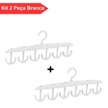 Kit 2 Cabides de 6 Ganchos Rotativo 360 Graus Multifuncional Roupas
