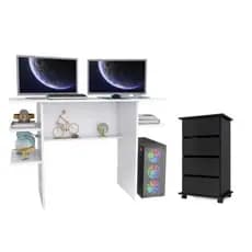 Escrivaninha Mesa Espaçosa Multiuso Estudo Trabalho Gamer + Gaveteiro Varias Cores