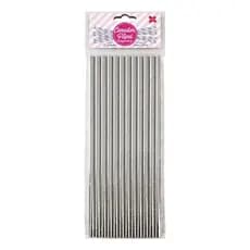 Canudo de Papel Metalizado Prata 6mmx200mm - 4365 - 12, 24, 36, 48 ou 60 unidades