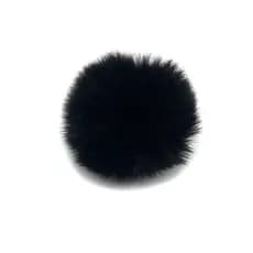 Bolinha Pelúcia Pompom 8cm Preto com Elástico em Poliéster - unidade