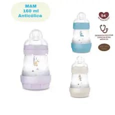 Mamadeira Easy Start anticólica 0+ meses 160ML MAM original azul lilás bege fluxo lento