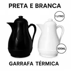 Garrafa Térmica Café 1 Litro e 500ml MEK Lumini Jolitex Ternille Branca e Preta