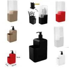 Porta Talher com Tampa e Divisórias e Dispenser de Detergente