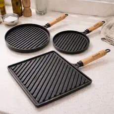 Kit ou Unidade Chapa Bifeira Ferro Fundido Frisada Quadrada e Redonda 22x22 e 25x25