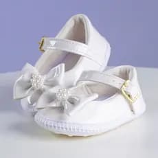 Sapatilha Infantil Bebê Menina Laço com Pérola Batizado Festa Benne Kids Promoção Natal Ano Novo