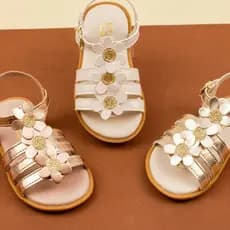 Sandália Infantil Menina Tiras Confortável Delicada 20 a 27 Original Flor Brilho Benne Kids