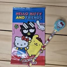 Kit Hello Kitty Cards para colorir + Lápis com borracha Hellokit - Papelaria Fofa - Papelaria Kawaii