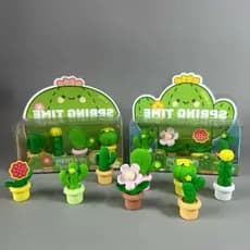 Kit 4 Borrachas Cacto Fofo | Borracha Escolar Criativa | Papelaria Fofa Kawaii
