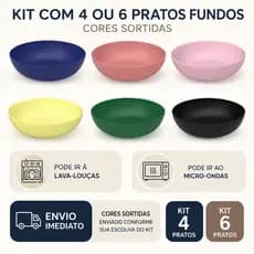 Kit pratos Fundos Resistente Variedade de cores