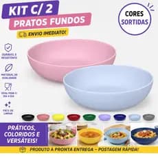 Kit pratos Fundos Resistente Variedade de cores Helsim