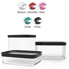 Conjunto de pote Herméticos Kit C/ 3 para armazenamento de mantimentos