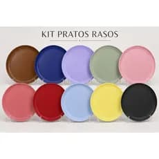 Conjunto Jogo 10 Pratos Rasos Helsim Diversas Cores