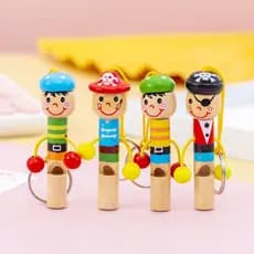 Desenho animado Apito Pequeno Pirata de Madeira Apito Pequeno de Brinquedo Crianças Brincando de Instrumento Apito Pequeno