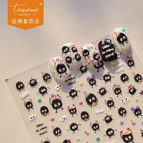 [Meow.Sensei]tomoni em relevo adesivos de manicure estouram artigos de papelaria japoneses adesivos de unha para criança