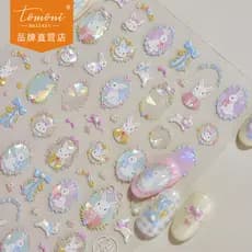 [Meow.Sensei] Adesivos de Unha de Cristal Diamante Tomoni Ins, Adesivos de Unha para Crianças, Estilo Misto de Adesivos