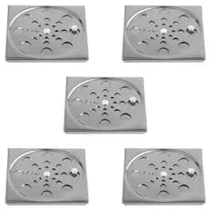 Kit 5 Grelhas Inox 10x10 para Ralo Piso Banheiro Cozinha Área Externa