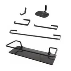 Kit Banheiro 5 Peças Quadrado Preto + Porta-Shampoo Reto Fumê