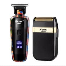 Kit Com Duas Máquinas De Corte E Acabamento Profissional Km 5090 + Km 2024 Como De Barbeiro