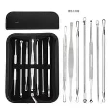 Kit 7 Peças Extrator de Cravos Profissional Removedor de Espinhas Aço Inox Limpeza de Pele