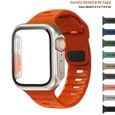 Kit Mudra Ultra Para iWatch Capa+Silicone Pulseira Para Apple Watch 40mm 44mm 41mm 38mm 42mm 45mm iWatch Case+Alça