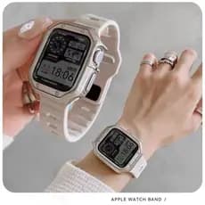 Silicone Pulseira+Chapeado Macio Capa Para Apple Watch 10 11 42mm 46mm 40mm 41mm 38mm 45mm 44mm 49mm Ultra iWatch Alça