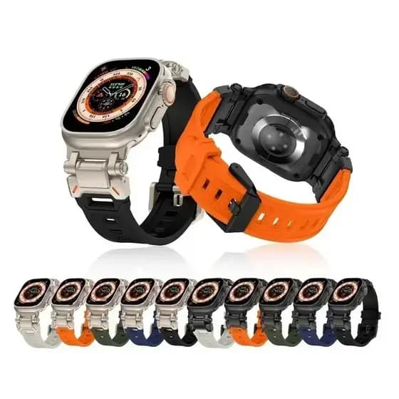 Desportiva Metal Fivela e Silicone Pulseira+Mudra Para Ultra Capinha Case Para Apple Watch 10 11 46mm 42mm 44mm 45mm Kit