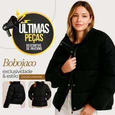 Jaqueta Puffer Feminina Forrada Com Bolso Zíper e Botão Reforçado Linha Super Premium
