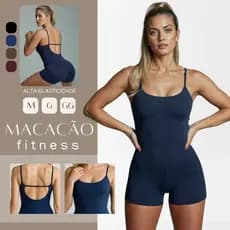 Macaquinho Fitness Academia Feminino Shorts Top Alça Suplex M , G e GG