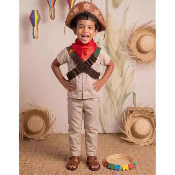Fantasia Infantil Lampião Cangaceiro Menino Festa Junina São João 1 ao 10