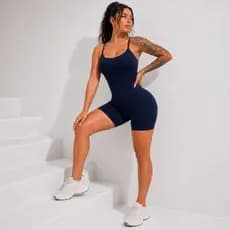 Macaquinho Fitness Academia Feminino Acinturado Modelador Short Alcinha Suplex M, G, GG
